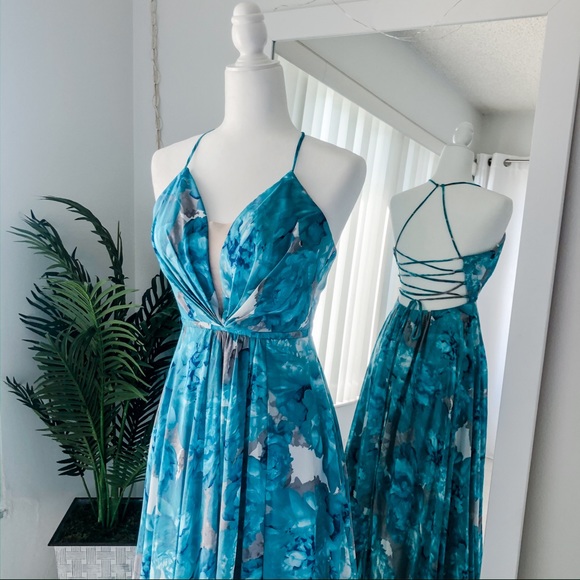 NWOT GB Long 𝙱𝚕𝚞𝚎 + Gray Dress | Size 3 - Picture 4 of 6